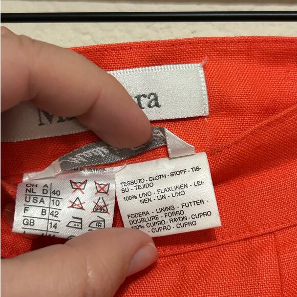 Max Mara Linen Skirt Women's Size 10 Orange Pencil Knee Length Straight Colorful - Picture 5 of 11